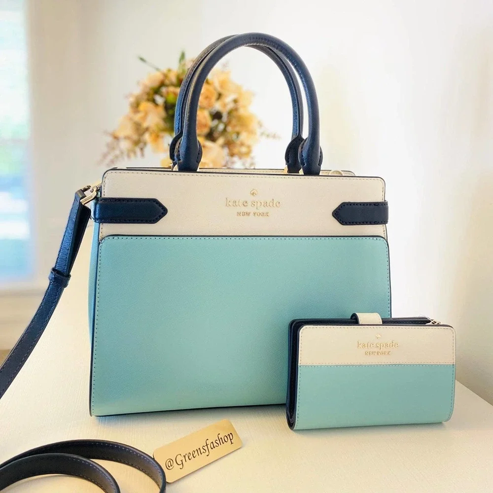 Kate Spade purse & wallet staci colorblock medium satchel poolside_12